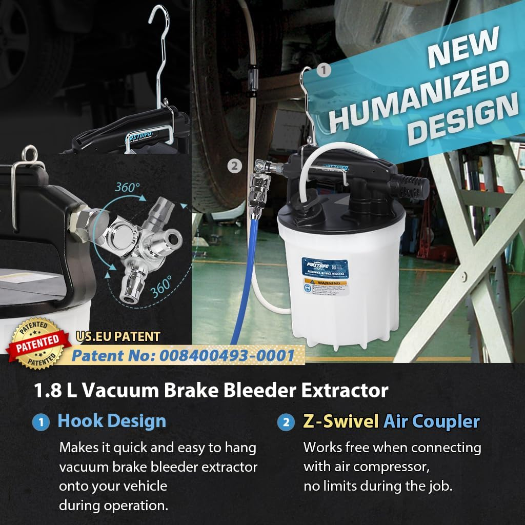 FIRSTINFO A1152 1.8 Liter Vacuum Brake Bleeder Extractor Includes 1.5 Meters Long Silicone Bleeding Hose with One-Way Check Valve + Oil Stopper Valve image number 6