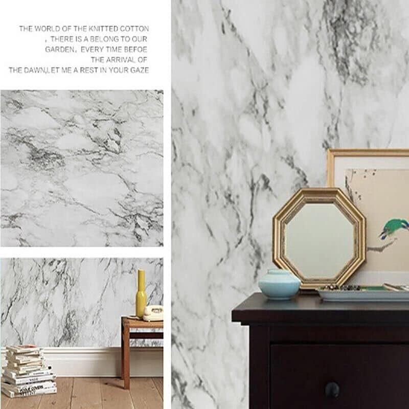10M Marble Wall Sticker Decor Roll Wallpaper Self Adhesive Contact Paper PVC Waterproof Decorative Wallpaper, Easy to Apply for Home and Office, Durable and Versatile - White Marble-B image number 2