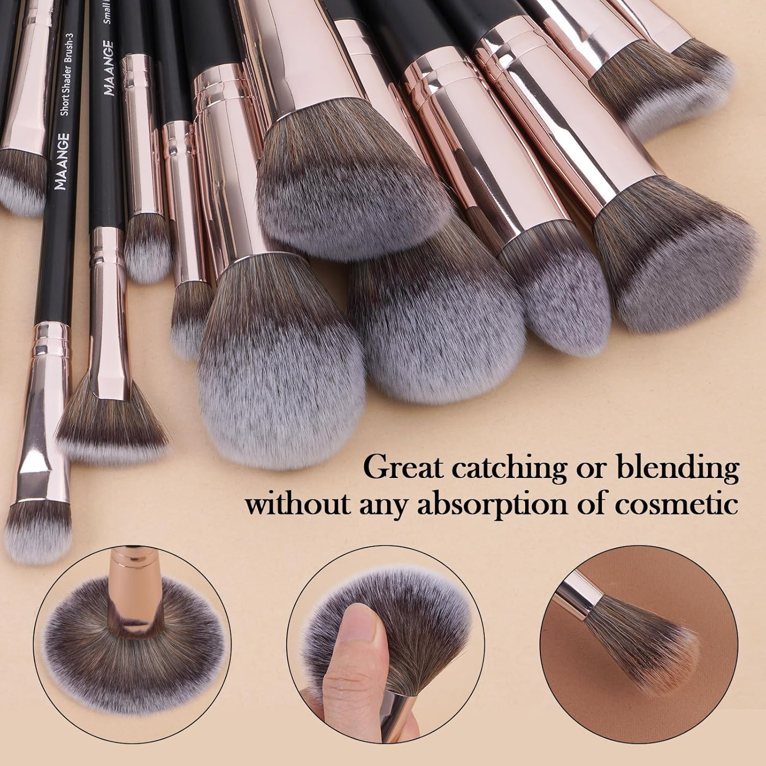 MAANGE 18Pcs Makeup Brushes with Case, Premium and Professional Make up Brush, Soft Bristles, for Foundation Blending Powder Concealers Makeup Brushes Set (Rose Gold) image number 1