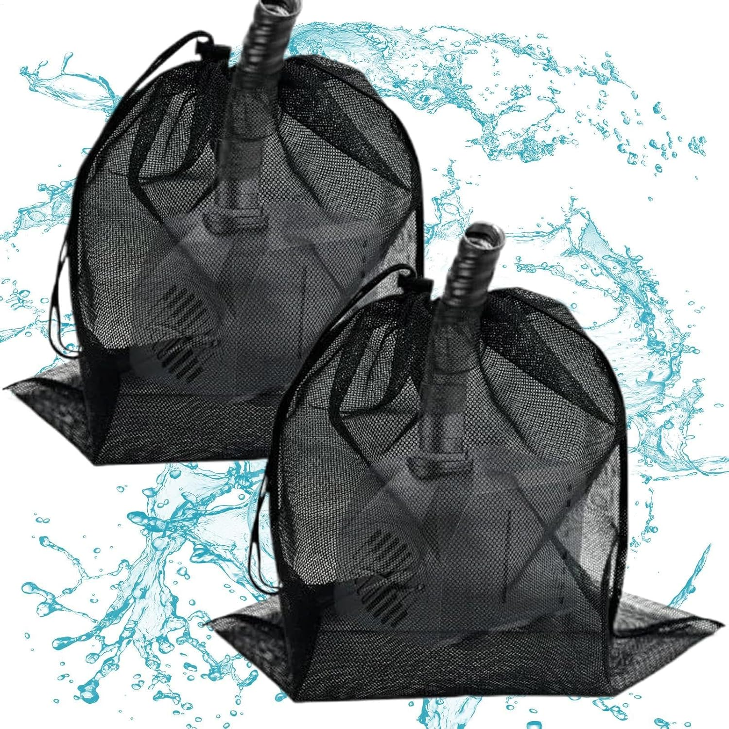 Pump Barrier Bag - 30X40Cm Pump Filter Bag, Outdoor Mesh Black Media Bags, Double-Layer Aquarium Filtration Accessories | Elastic Barrier Box Cover for Yard, Lawn, Parks, Outdoor, Hotel