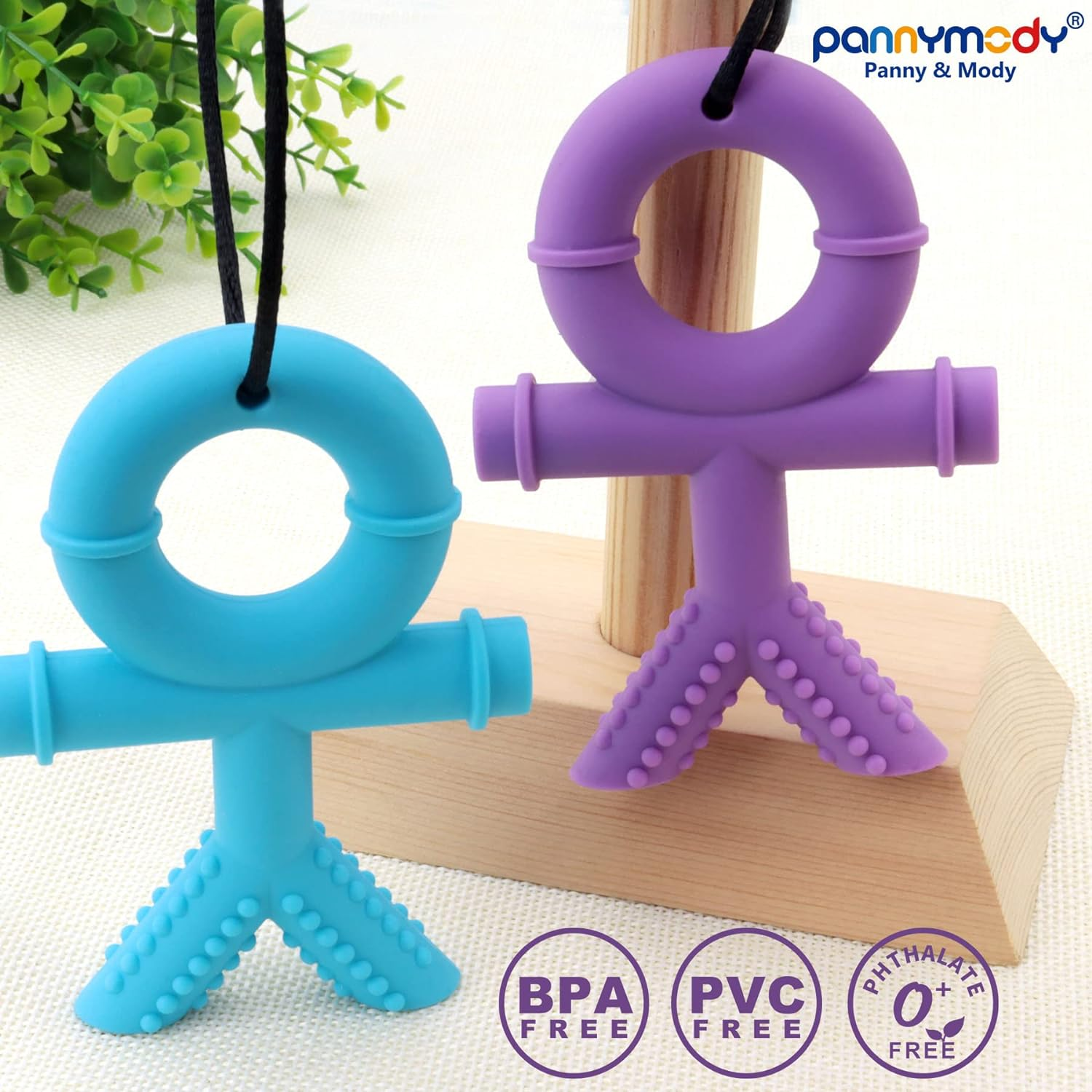 Panny & Mody Australian Local Manufacturer Sensory Chew Necklaces Chewable Jewellery for Boys and Girls, Silicone People Pendant Chewy Sticks ADHD Autism Chewing Toys Set for Kids Oral Sensory Motor Aids (Blue) image number 2