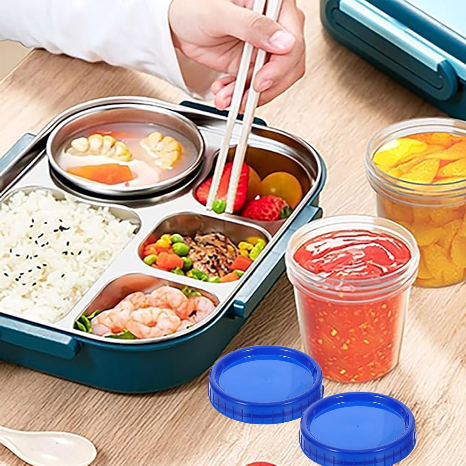 Roczential 10 Pack Salad Dressing Container, Small Containers with Lids, Leakproof Condiment Containers with Screw Lids, Reusable Stackable Plastic Dip Sauce Containers image number 5