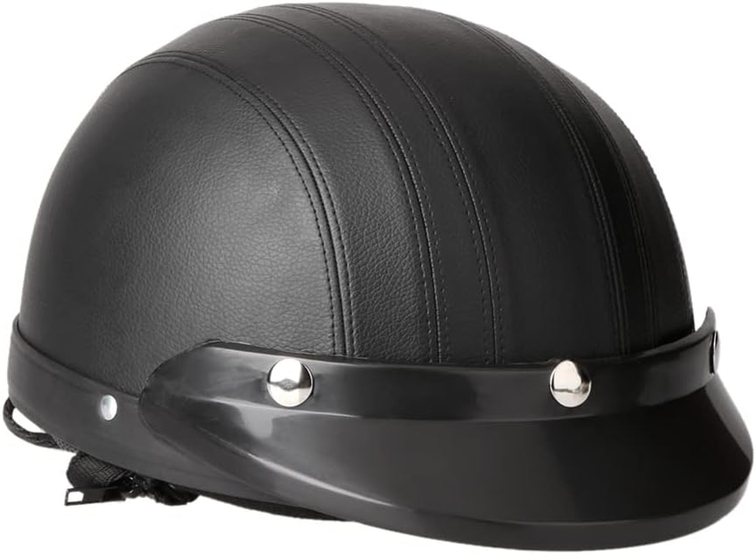 RAYWE Motorcycle Scooter Open Face Half Leather Helmet with Visor UV Goggles Retro Vintage Style 54-60Cm - Pink image number 6