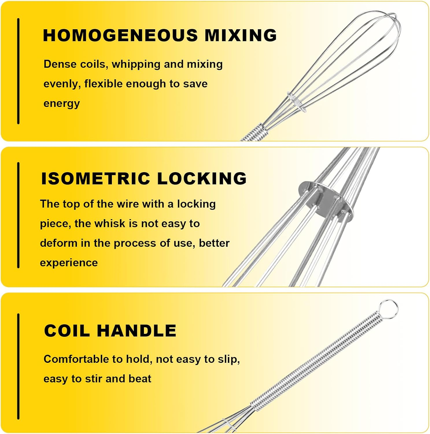 5 Pack Stainless Steel Mini Whisks Set with Egg Separator Includes 5 Inch and 7 Inch Small Wire Whisks for Baking Cooking Mixing Eggs Sauces Batters image number 1