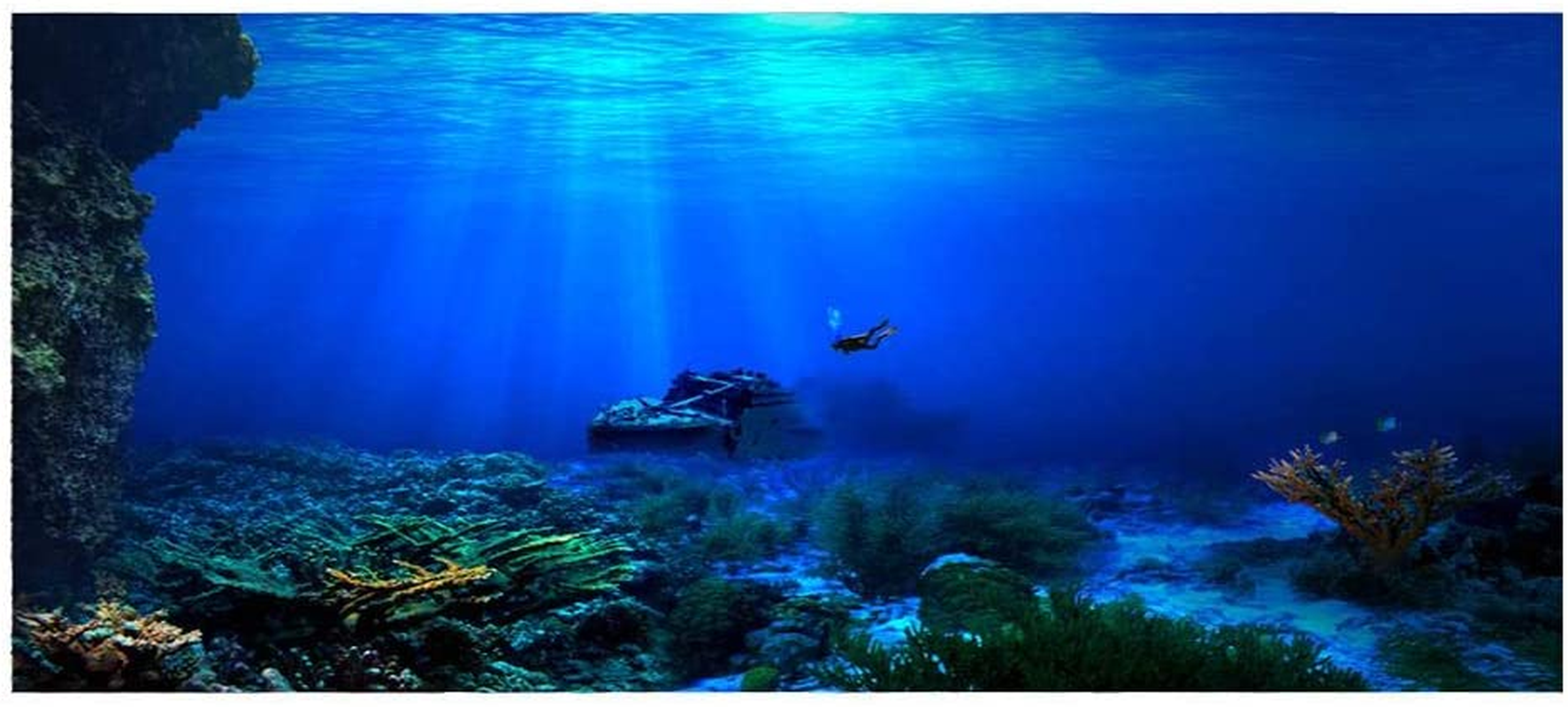 Aquarium Background HD Undersea Coral Reef Photo Wall Paper Aquarium Fish Sea Mural XXL Undersea Underwater World Wall Decoration (122 * 46Cm) image number 2