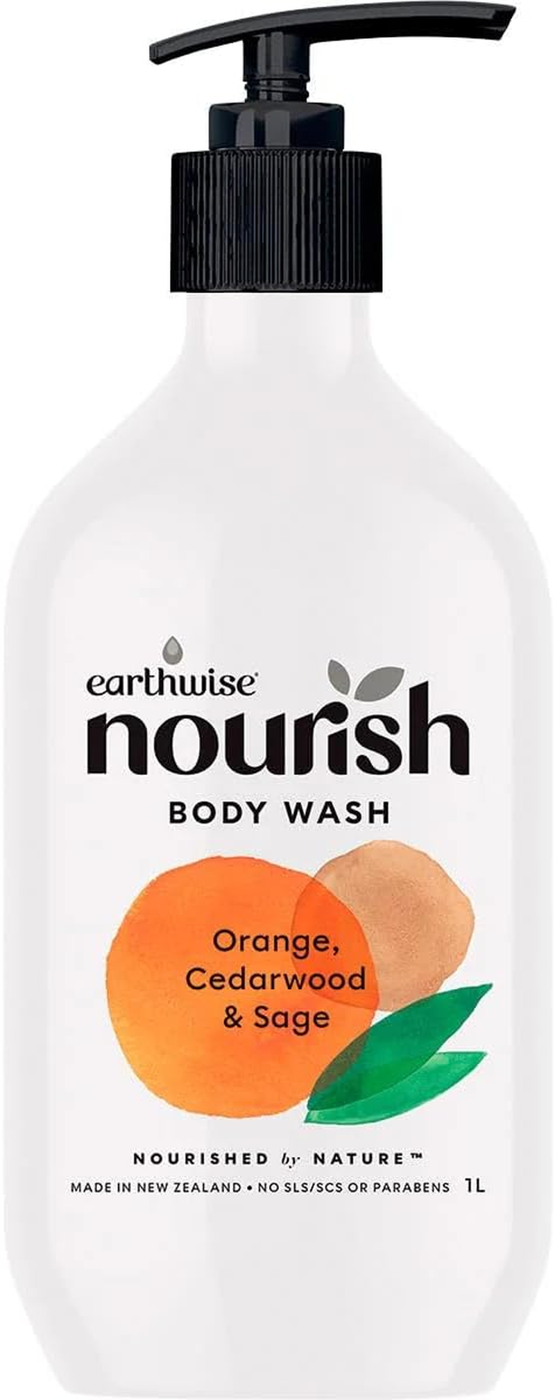 Earthwise Nourish Body Wash Orange, Cedarwood and Sage 1L image number 1