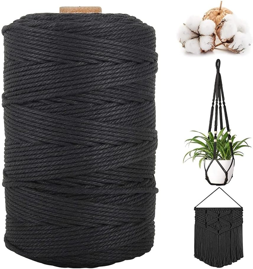 Macrame Cotton Cord, 4 Ply Twisted Macrame Yarn, Natural Cotton Cord Perfect Macrame Supplies for Macrame Plant Hangers DIY Crafts (Green, 5Mm*109Yards) image number 5