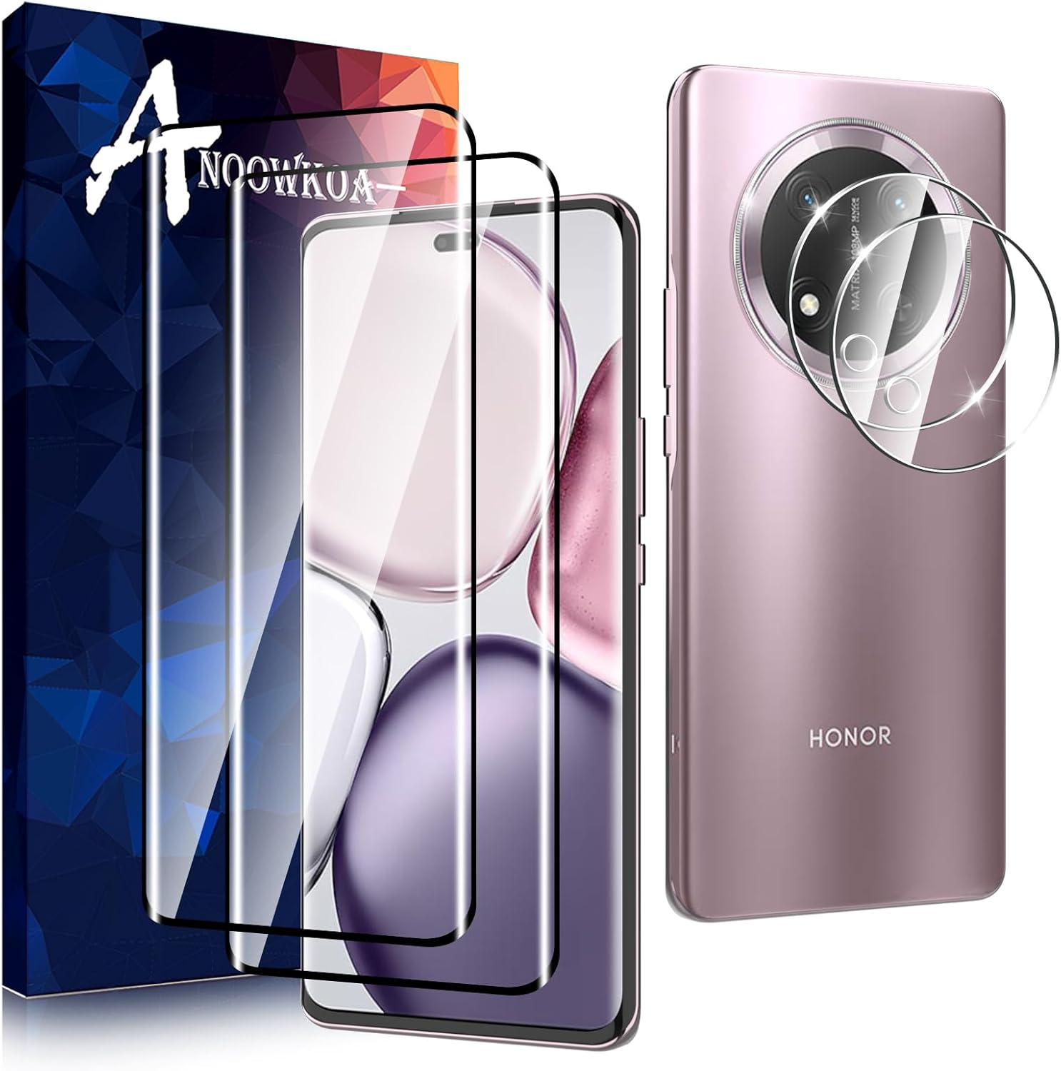 Anoowkoa Tempered Glass Screen Protector for Magic 7 Lite Screen Protector 9H Hardness HD Clear Screen Protector for Magic 7 Lite and Camera Protective Film Anti-Scratch Pack of 2 + 2 image number 3