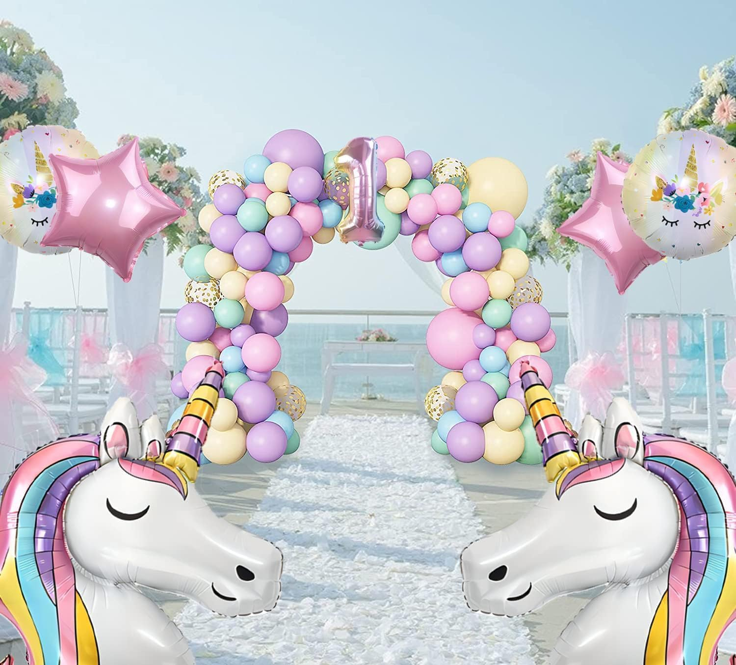 Unicorn 1St Birthday Decorations - 43 Inch, Pack of 6 | Rainbow Unicorn Number 1 Balloon| Unicorn Balloons Birthday | 1St Birthday Balloons for Unicorn Birthday Decorations for Girls (1) image number 5