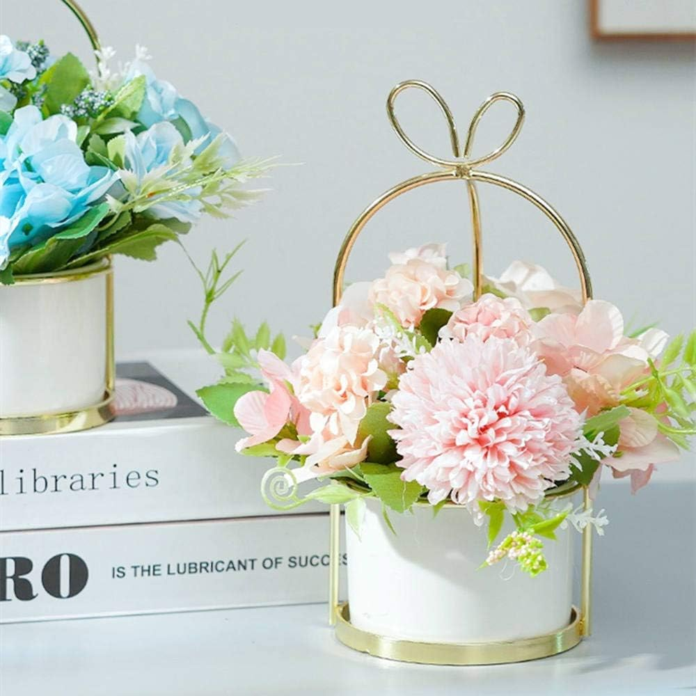 KIRIFLY Fake Artificial Flowers in Vase Faux Peony Silk Hydrangea Flower Centerpieces D&eacute;cor for Wedding Table Decoration(Pink in Gold) image number 4