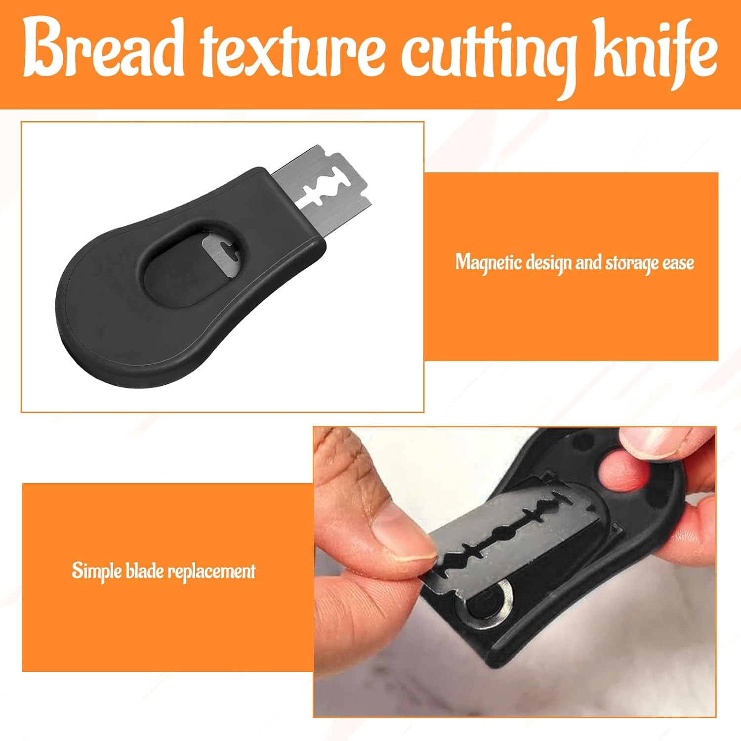 Bread Lame, 2 Pcs Bread Knife, Professional Sourdough Scoring Knife, Extractable Bread Lame Dough Scoring Tool for Sourdough Bread Making Tools (10 Pcs Replacement Blade) image number 4