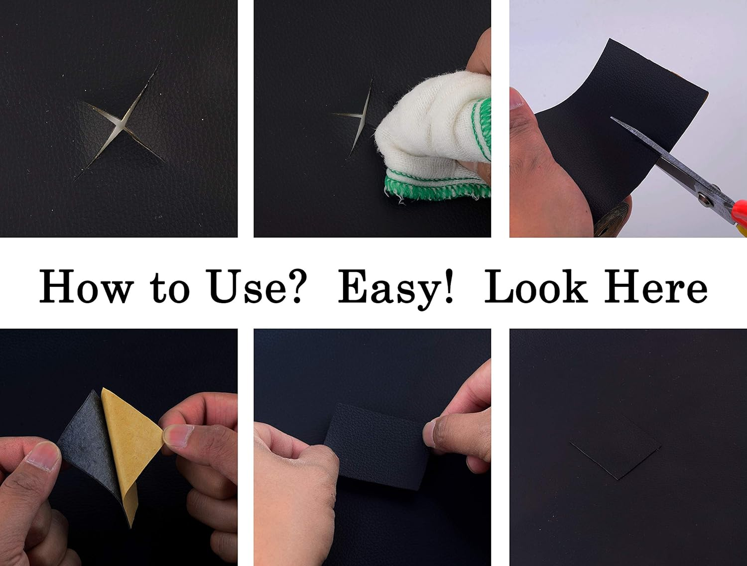 Leather Repair Patch for Couches 17X55Inch Large Self-Adhesive Refinisher Cuttable Reupholster Tape Patches Kit for Couch Car Seats Furniture Sofa Vinyl Chairs Fabric Fix(Beige White, 17X55 Inch) image number 6