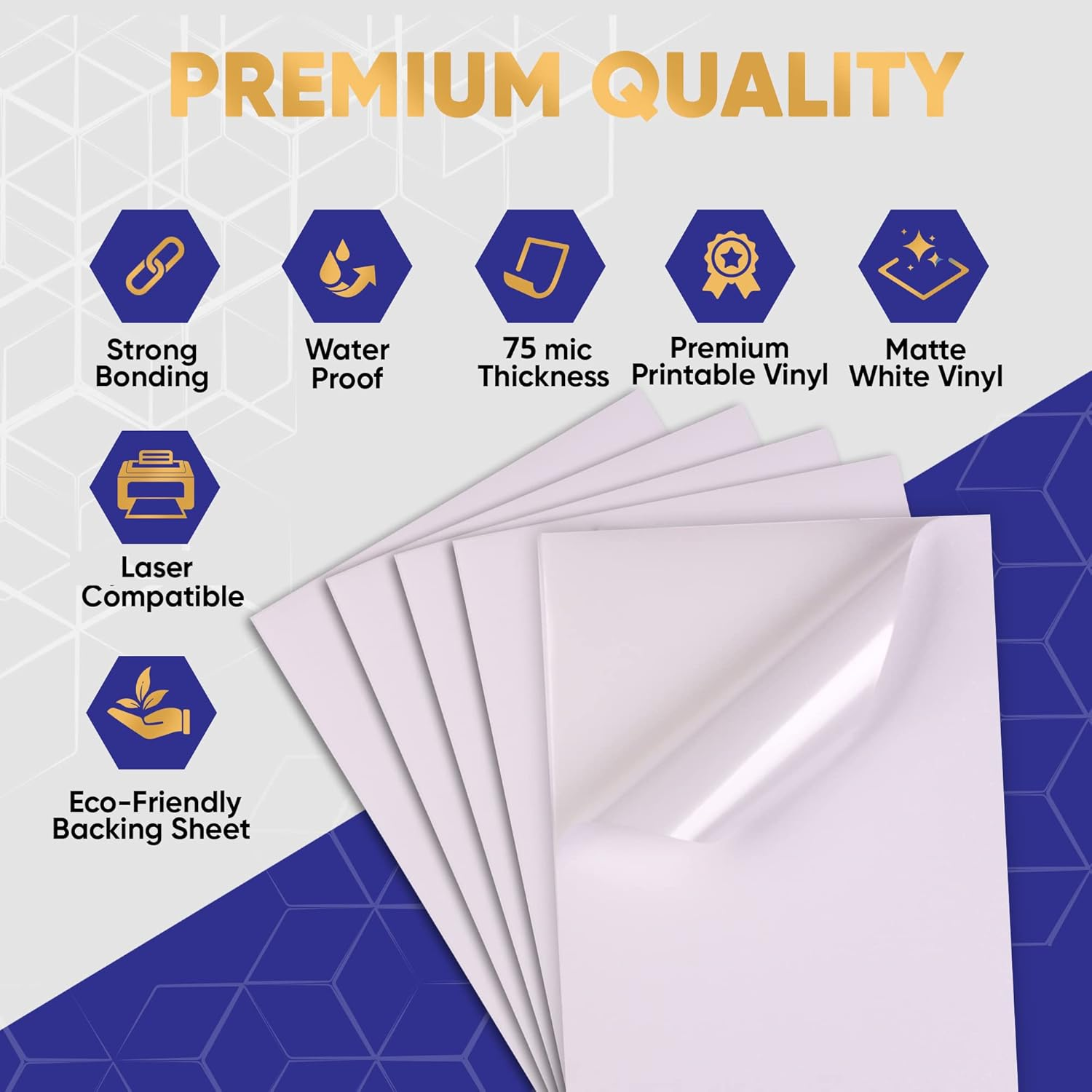 Avarrix Australia Printable Vinyl Sticker Paper for Laser Printer, Matte White, 20 Sheets, Waterproof Label Stickers, Printable Vinyl Self Adhesive Sheets, Tear Resistant, Printable Vinyl Self Adhesive Sheets, Vibrant Colours, A4 Size image number 3