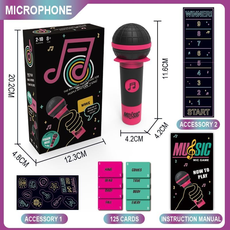 ADTZYLD Grab the Mic Karaoke Party Game &ndash; Fun Family & Friends Singing Game for 2-10 Players, 125 Song Cards, Hilarious Music Challenge for Game Nights, Birthdays & Gifts (Ages 8+)