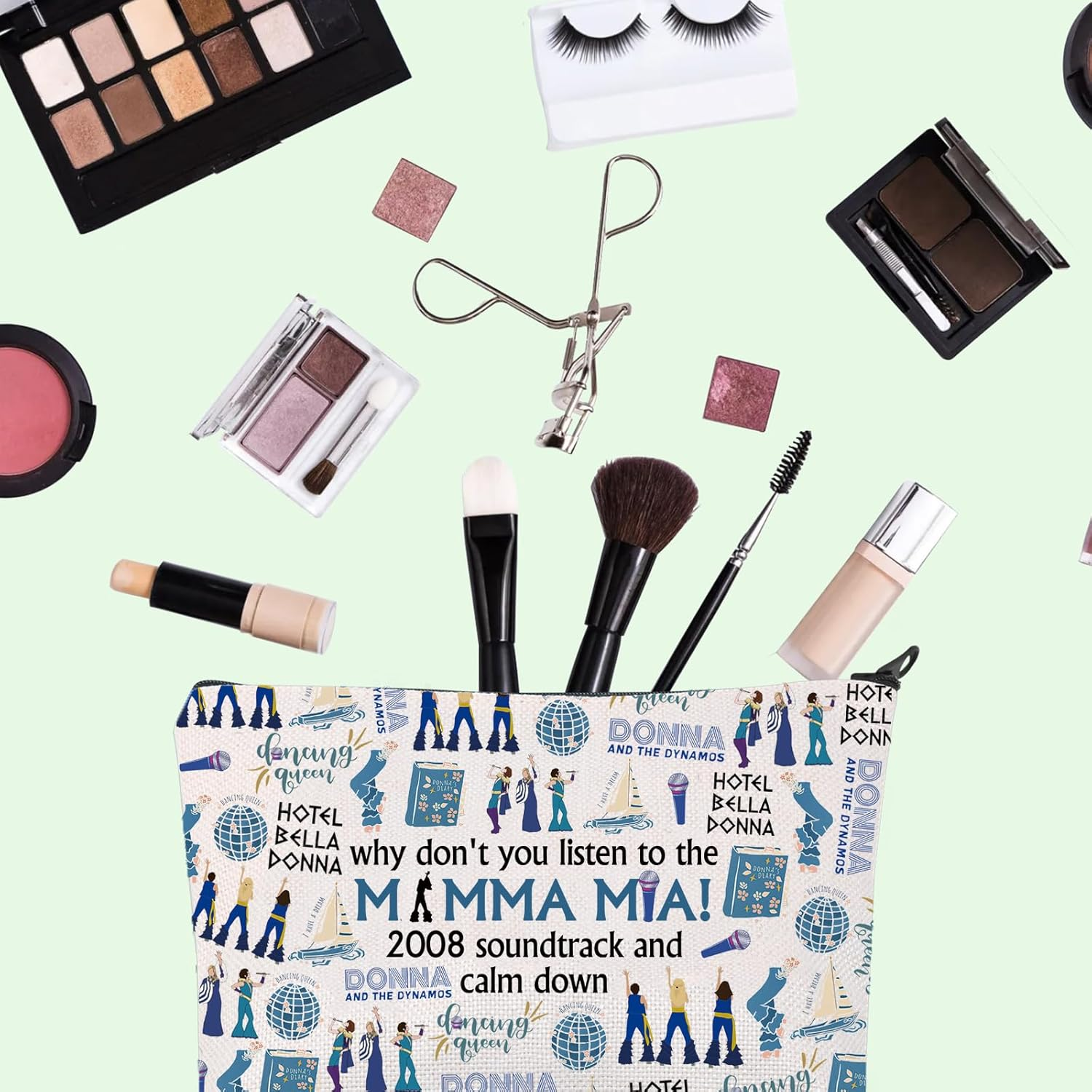 FOTAP Mamma Music Inspired Gift Mamma Inspire Cosmetic Bag Mia Merch Mamma Quote Bag, White, Mamma M-Ia image number 5