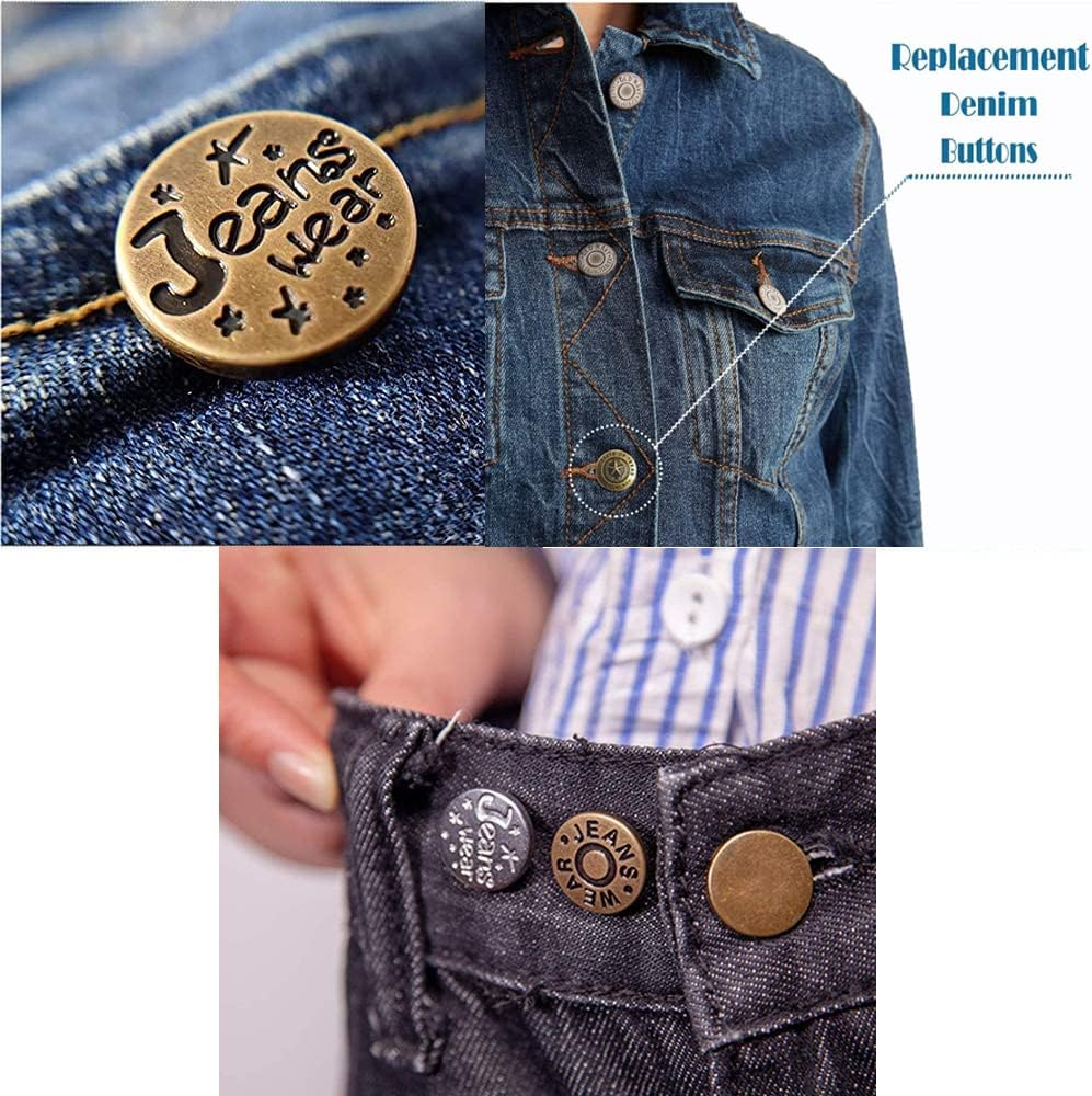 50 Sets Jeans Replacement Buttons, Betterjonny 17Mm Metal Buttons for Jeans Detachable Adjustable Jean Button Replacement with Plastic Storage Case for Jeans, Jackets, Shoe Caps (5 Types, 10 Each) image number 5