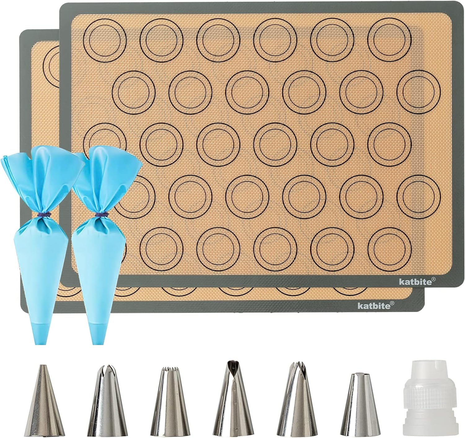 Macaron Silicone Baking Mats, Katbite Silicone Macaroons Baking Mat Set of 2 Half Sheet (11 5/8" X 16 1/2") Reusable & Nonstick Macarons Baking Supplies Silicone Bakeware Mats for Macarons Cookies image number 4