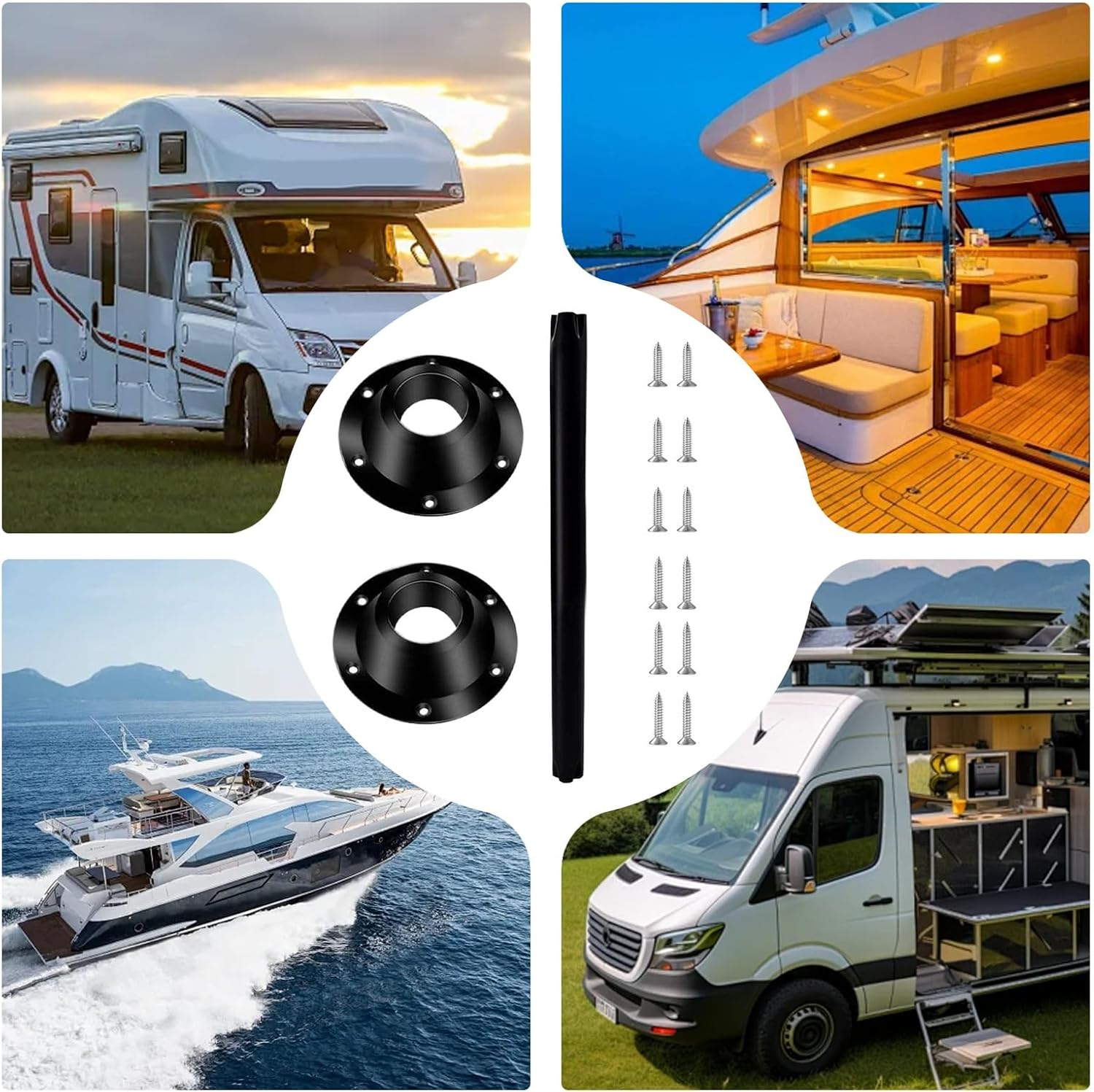 RV Table Base &ndash; RV Pedestal Table Base Flange | Table Leg Base Mount | Lightweight Detachable RV Interior Accessories | Heavy Duty Table Pedestal Stand Base for Van Use image number 3