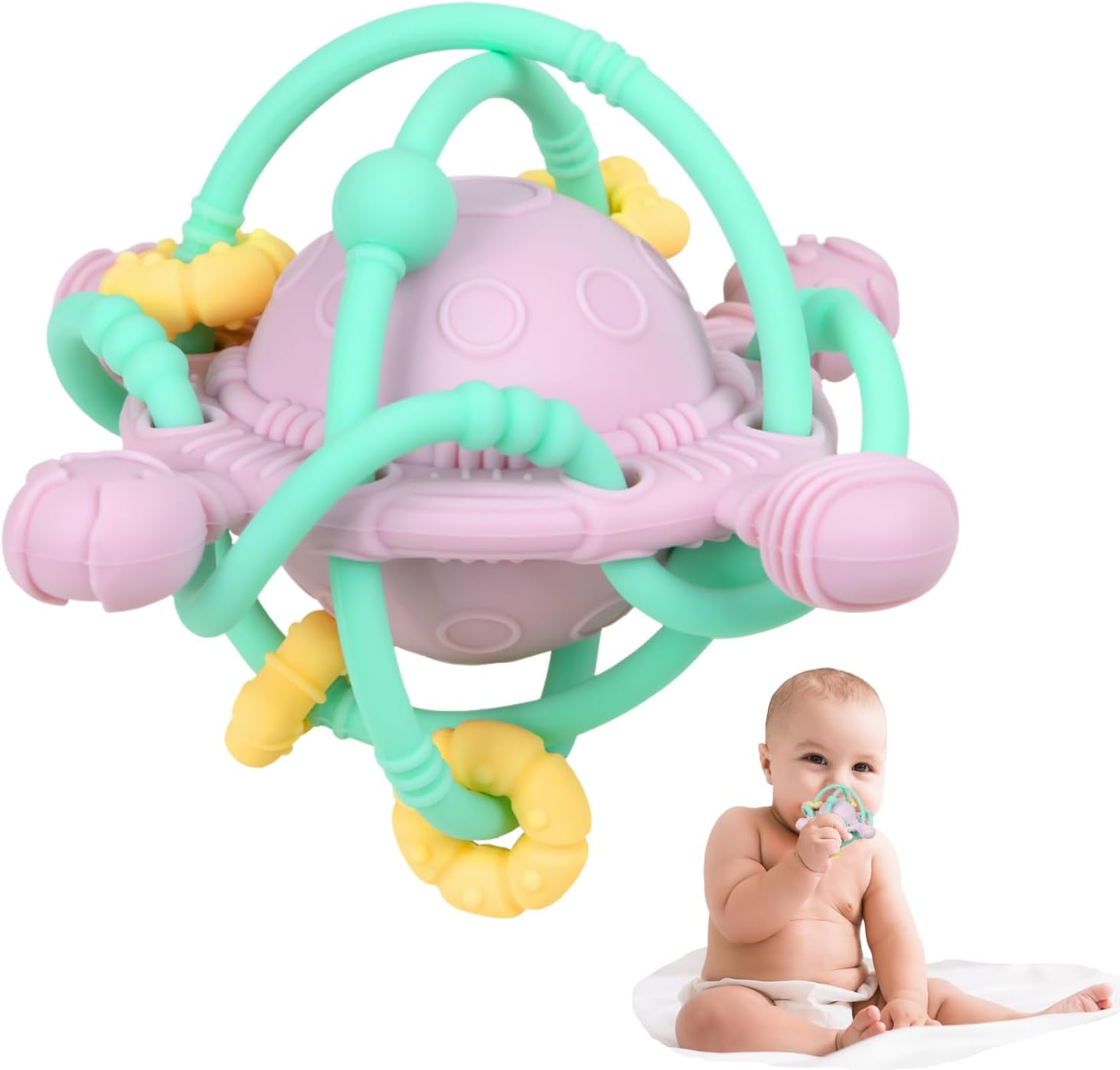 Baby Sensory Teething Toys - Baby Montessori Learning Developmental Toys for 0-6 6-12 Months - Newborn Teething Ball - Infant Chew Toys for 0 3 6 9 12 18 Months Baby Girls Boys Gift