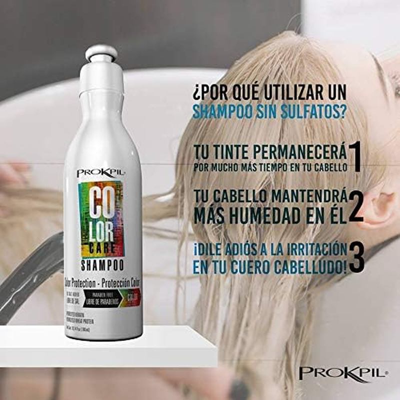 Prokpil Shampoo Color Salt Free Colored Hair Parabens Free Color Protection No Frizz | Champu Color Care Libre De Parabenos Sin Sal 10.1Oz-300Ml image number 1