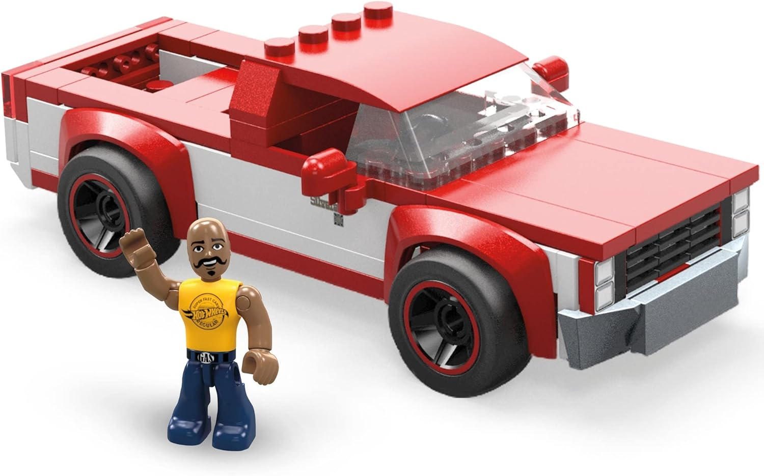 Hot Wheels MEGA 83 Chevy Silverado Real Racecar Building Set with 89 Pieces with Micro Figure Driver Figure, Toy Gift Set for Ages 5 and Up