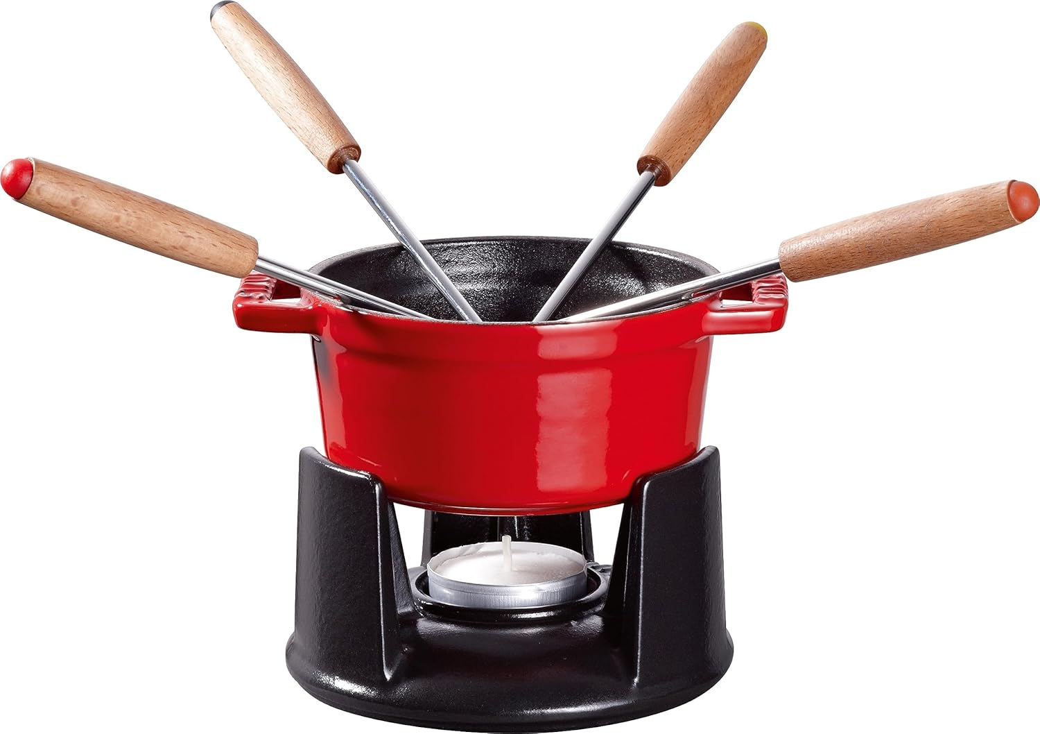 Staub Speciality 40509-900 Mini Chocolate Fondue Set, Cherry, 3.9 Inches (10 Cm), Fondue Pot image number 3