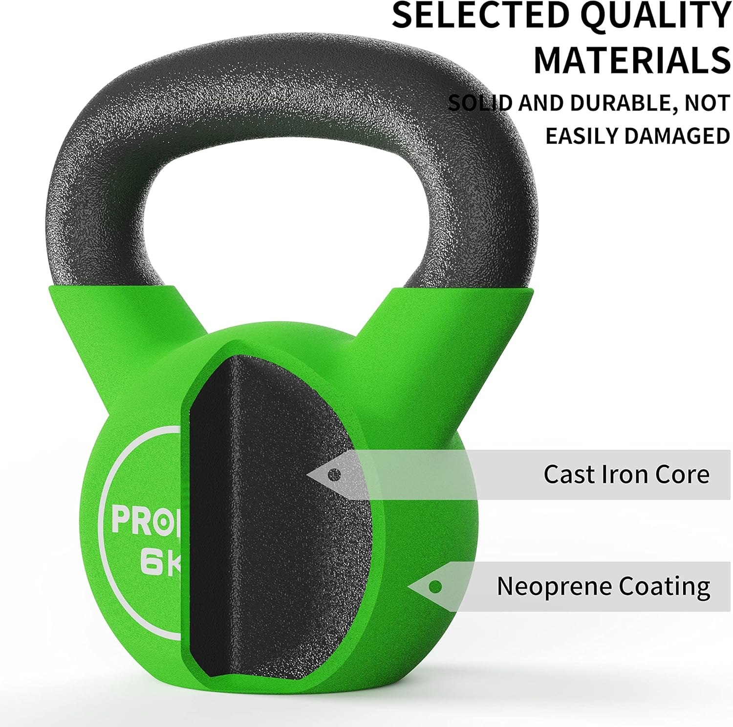 PROIRON Neoprene Coated Kettlebell Weights Solid Cast Iron Kettlebell, Strength Training Kettlebells for Weightlifting, Conditioning, Strength & Core Training in 4KG, 6KG, 8KG, 10KG, 12 KG, 14KG,16KG,20KG - C-8Kg image number 7