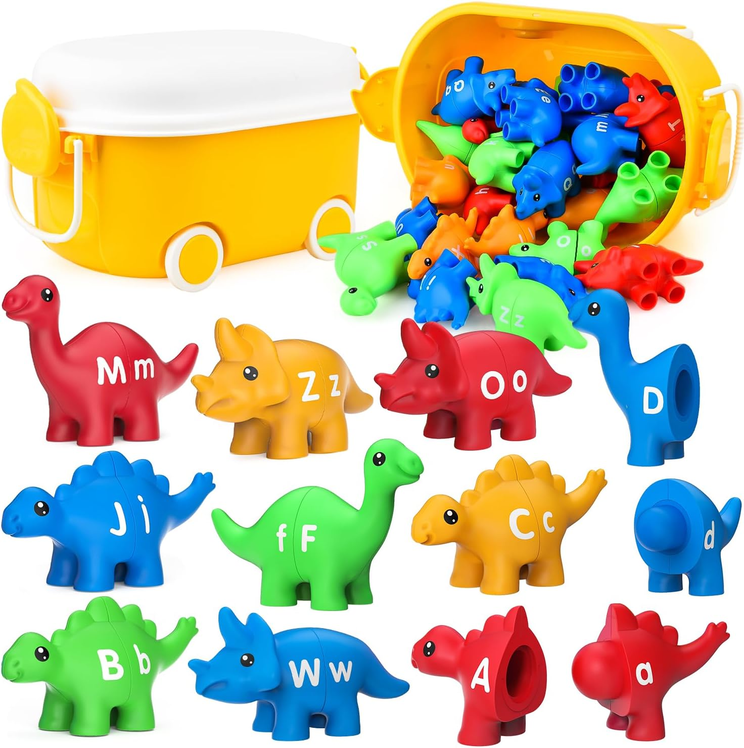 Dinosaur Matching Letters Toys 26PCS Double Side ABC Dinosaur Match Alphabet Game for Toddlers,Preschool Educational Montessori Fine Motor Toy Learning Activities for Toddlers Boys Girls (Storage Box) image number 2