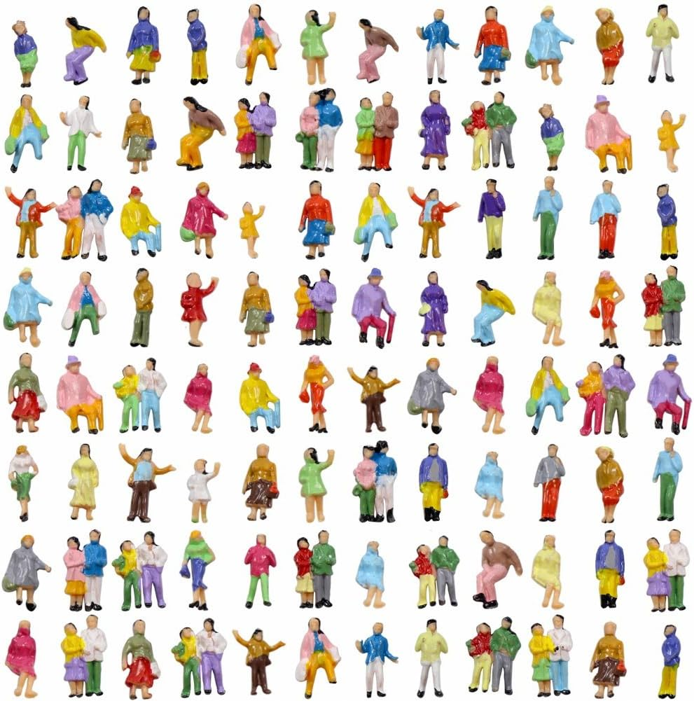 P150W 100Pcs 1:150 Painted Figures N Scale Standing People Assorted Poses Model Trains image number 4