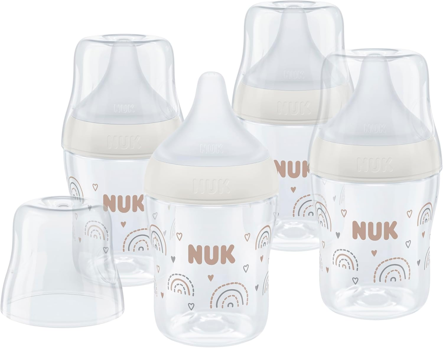 NUK Perfect Match Baby Bottles Set | 0+ Months | Adapts to Baby'S Palate | Temperature Control | anti Colic Vent | 150 Ml | Bpa-Free | Small Silicone Teat | Rainbow | 4 Count image number 4
