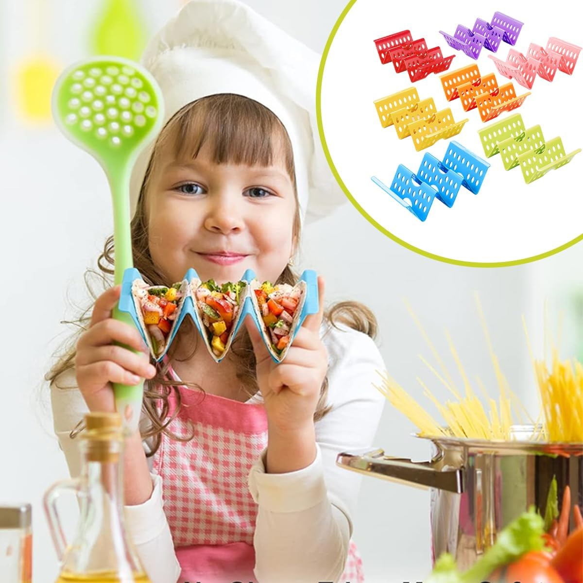 AIMALL 7PCS Taco Holder Set, Wave-Shaped Pancake Stand, Durable ABS, Each 76.77X3.9X1.97 Inches image number 5