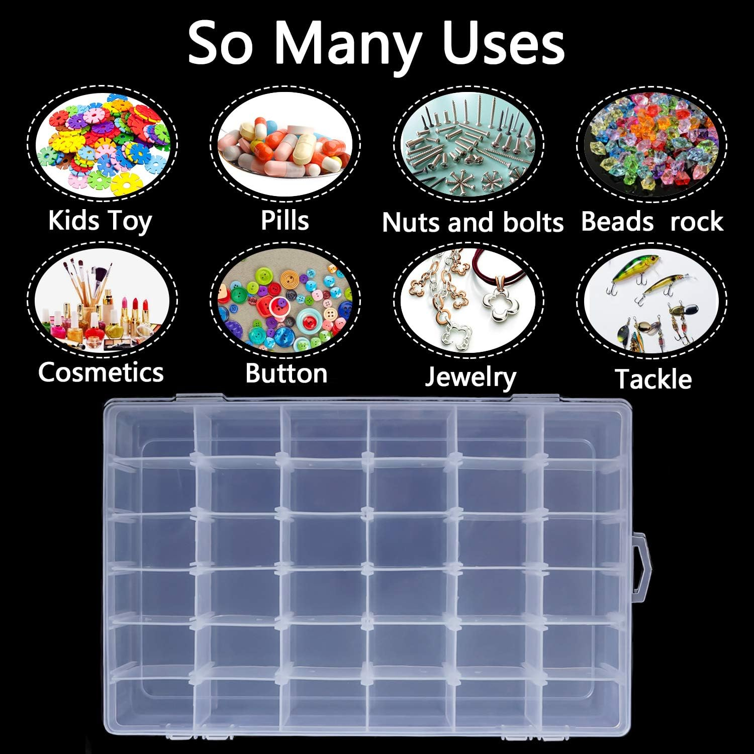 2 Pack 36 Compartment Organizer Box, Plastic Organizer Box with Dividers for Beads Jewelry Crafts Fishing with 5 Sheets Label Sticker image number 4