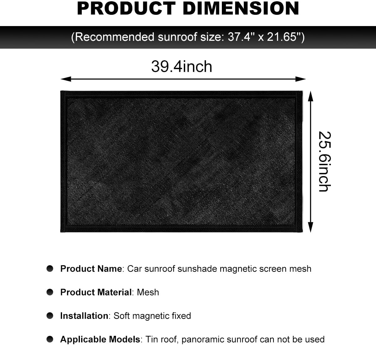 Car Sunroof Sun Shade, Magnetic Quick Install UV Sun Protection Auto Roof Screen Cover for Overnight Camping, Breathable Sunshade Mesh for Vehicle Moonroof and Side Window image number 2