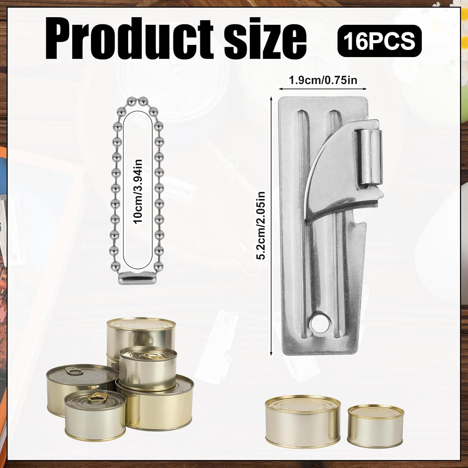16Pcs P51 Can Openers, Stainless Steel Military Can Opener with Chains Manual Camping Can Opener Portable Emergency Can Opener Practical Survival Can Opener for Outdoor Travel Camping image number 6