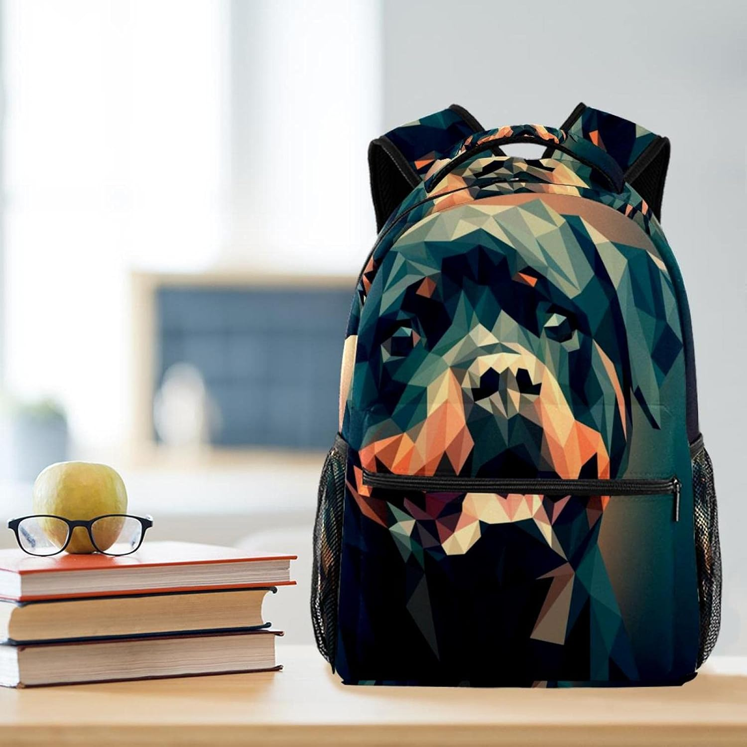 Dog Illustration Background Backpack Students Shoulder Bags Travel Bag College School Tote Backpacks