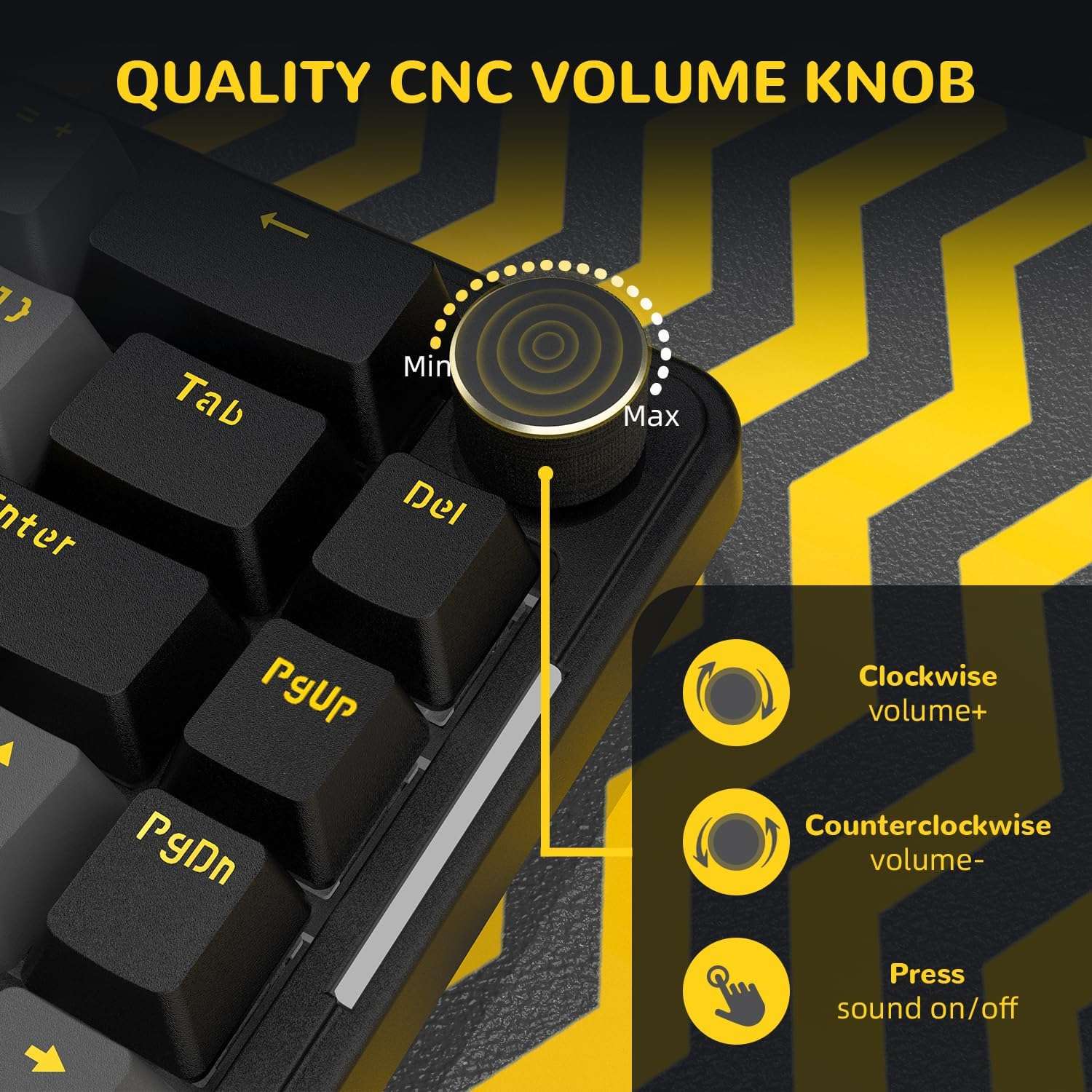 AKS068 65% Wired Mechanical Gaming Keyboard with Coiled Cable, 68-Key Alice-Layout Mechanical Keyboard, RGB Hot Swappable Red Switches VIA/QMK Programmable Knob Gasket Mount for Win/Mac (Black) image number 6