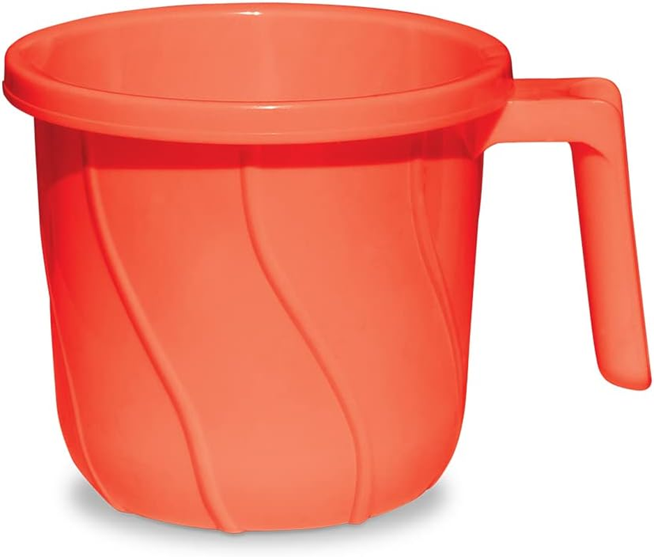 Premium BPA Free Plastic Mugs for Bathroom, Bath Mug, Stripes Design Bathing Mugs Dabba Camping Mug, 50 Ounce Capacity (Pink, 2)