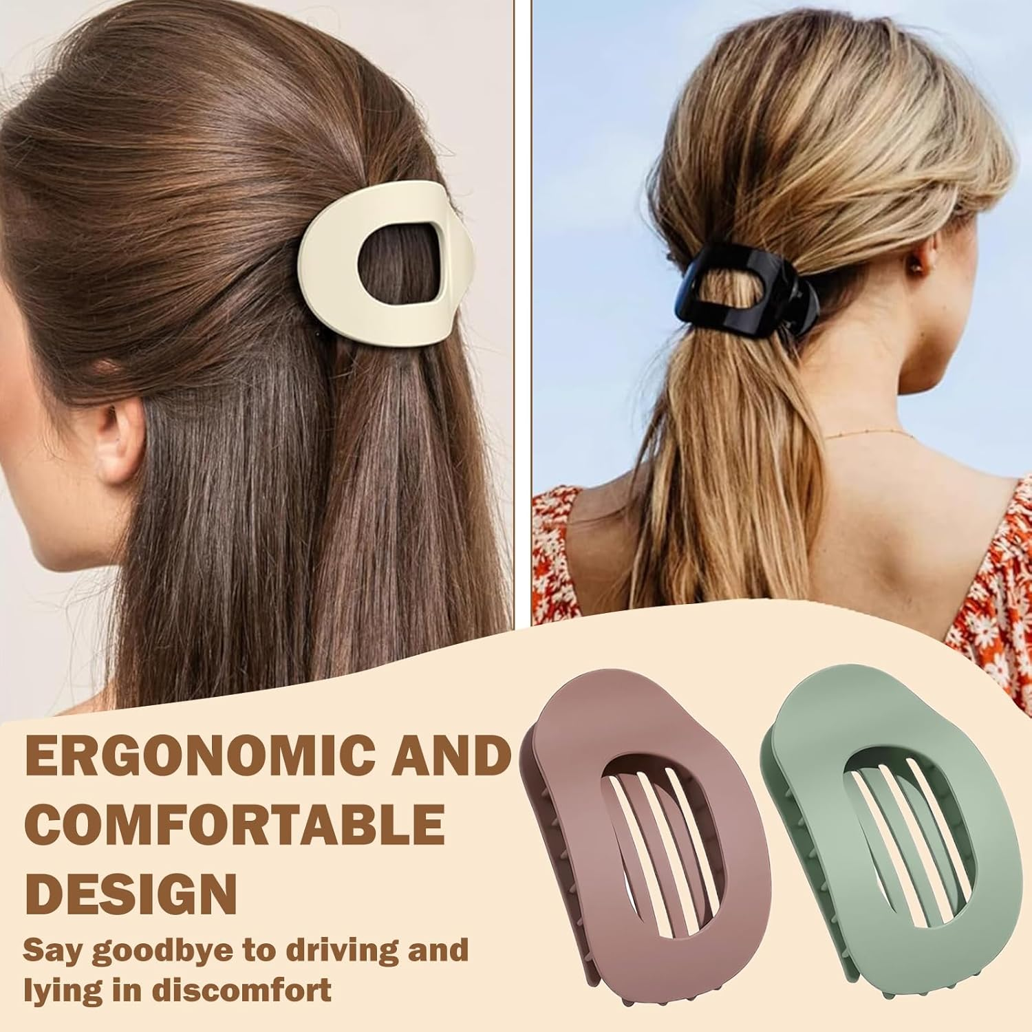 Set of 6 Hair Clips for Women Flat Hair Clips Women'S Hair Clip Inner Teeth Matte Strong Hold Side Curved Design for Thick and Thin Hair Lying and Driving image number 5
