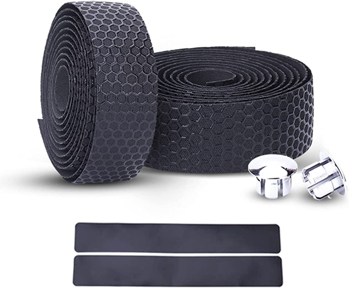PLATT Handlebar Tape Road Bike Bicycle Bar Tape Superior Breathable Hexagon Non-Slip Bike Handlebar Tape Bike with Bar End Plugs