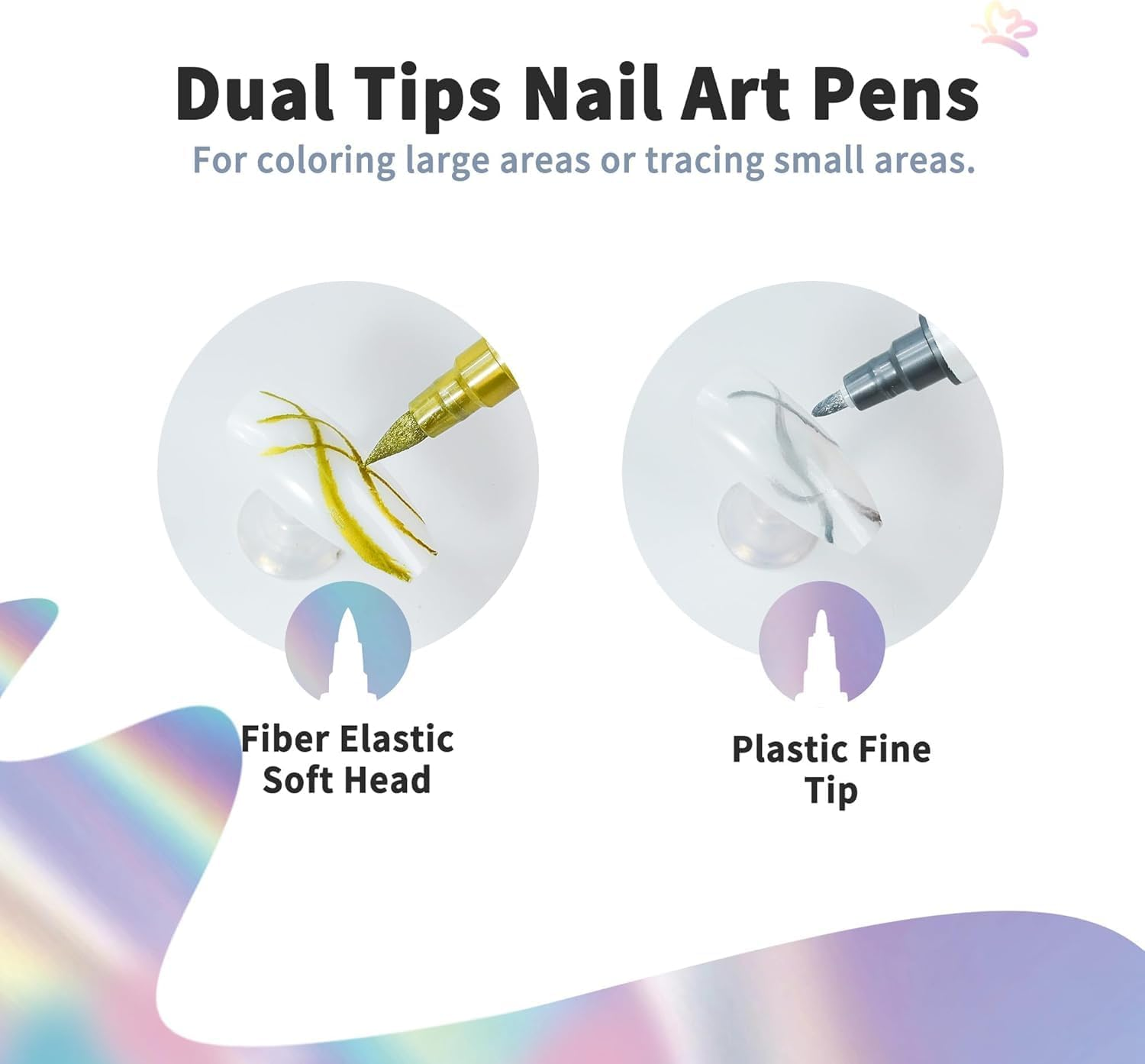 Beauty7 Nail Art Pens Set 10 Color 3D Nail Polish Pens Glitter Dual Tipped Nail Art Pen Drawing Liner Graffiti Dotting Painting Pen Liner Brush Acrylic for DIY Nail Art Beauty image number 6