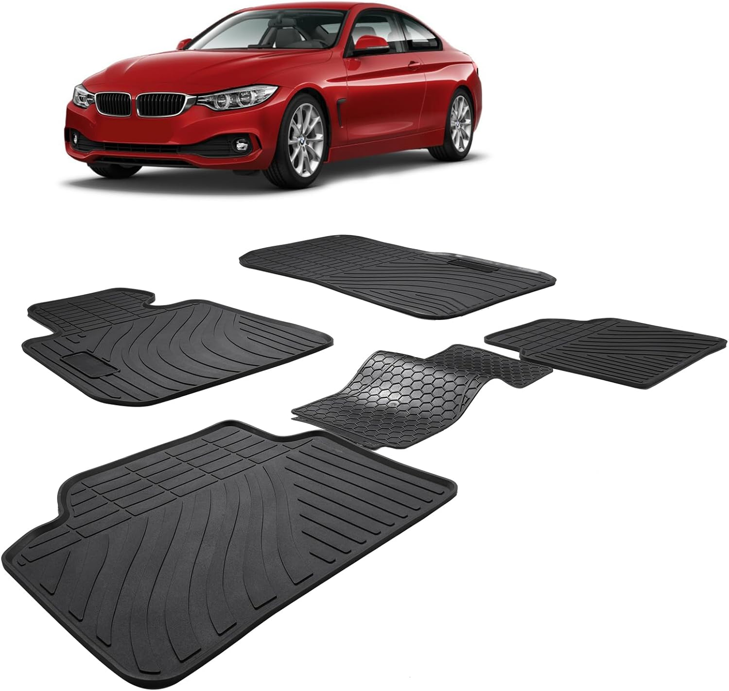 Spurtar Car Floor Mat Fit for BMW 3/4 Series F30 F31 F32 F33 F36 320I 328I 335I 2012 2013 2014 2015 2016 2017 2018 2019, Rubber Car Floor Mats with 3D Edge All Weather Protector image number 2