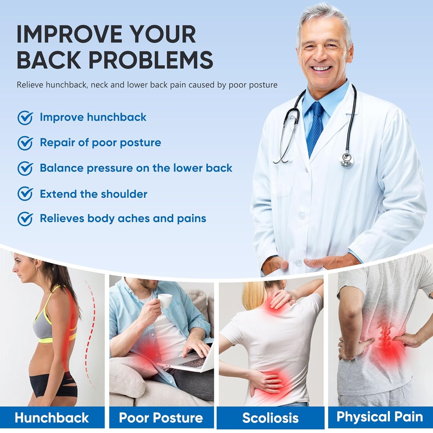 Posture Corrector for Women,Adjustable Shoulder Posture Brace for Upper and Lower Back Pain Relief, Back Straightener Posture, Back Support Hunchback Corrector Pink (Medium) image number 4