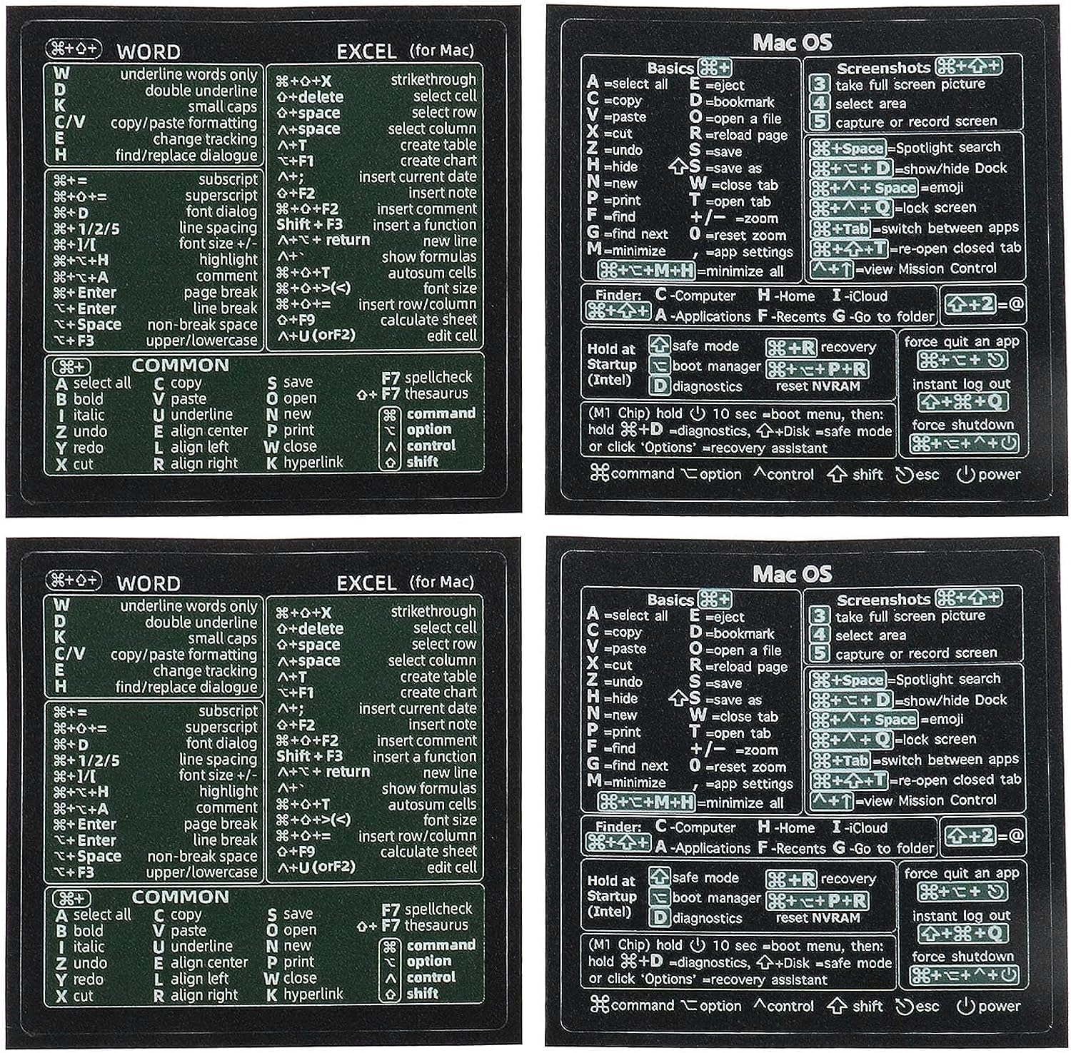 Ecsing 2 Sets Quick Reference Keyboard Shortcut Stickers M-A-C OS (M/Intel) & Word/Excel (For M-A-C) Waterproof Vinyl Decals for Laptop Computer Desktop Keyboards image number 4