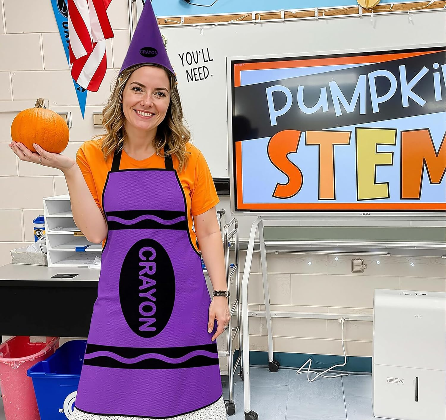 COSOUKE 7 Pack Crayon Costume Halloween Book Week Costumes Adult Waterproof Funny Apron Cosplay with Hat for Family Teacher (7, Crayon Costume, Adult) image number 5