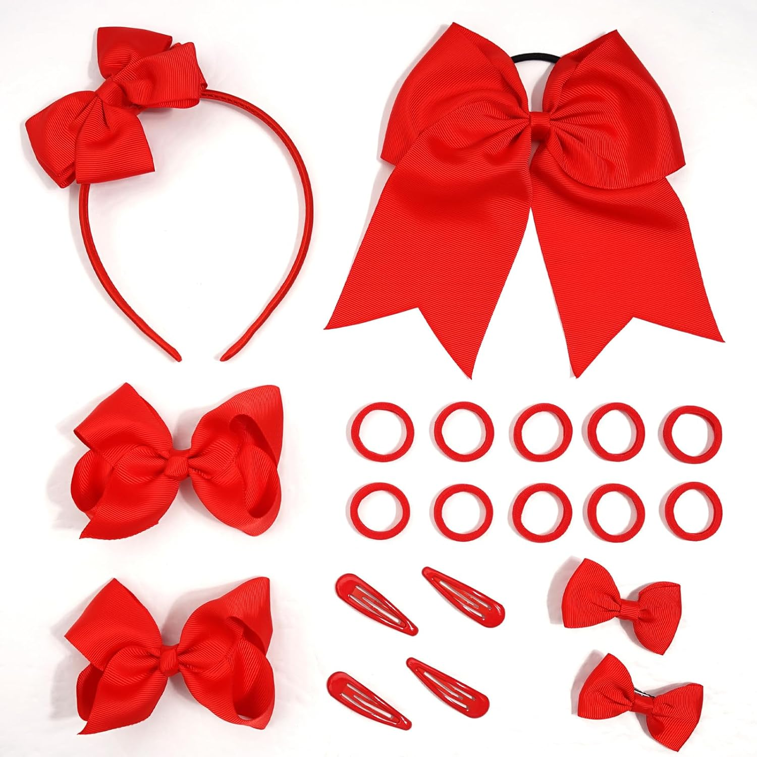 20Pcs Red Hair Bows for Girls - Hypoallergenic Safe Soft Accessories Kit | Headbands, Hair Clips, Ponytail Holders & Barrettes, Cute Sparkly Birthday Gift image number 2