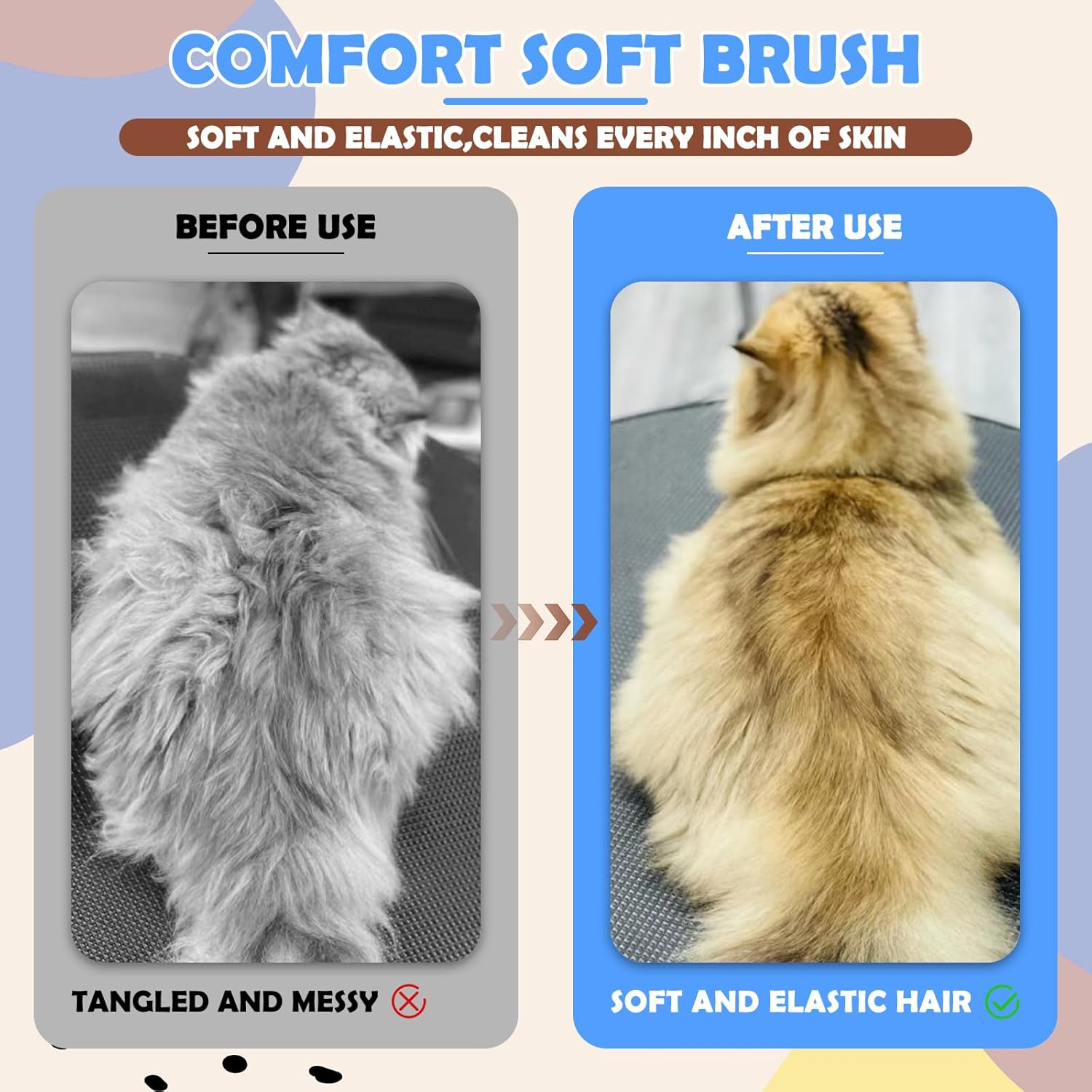 Culinavog Fellblitz Cat Brush, Pack of 2, 18 &times; 9 Cm, Self-Cleaning Fur Flash Brush, Easy to Clean, Pet Brushes for Dogs, Cat Comb for Short Hair, Long Hair, Pet (Brown, Blue) image number 4