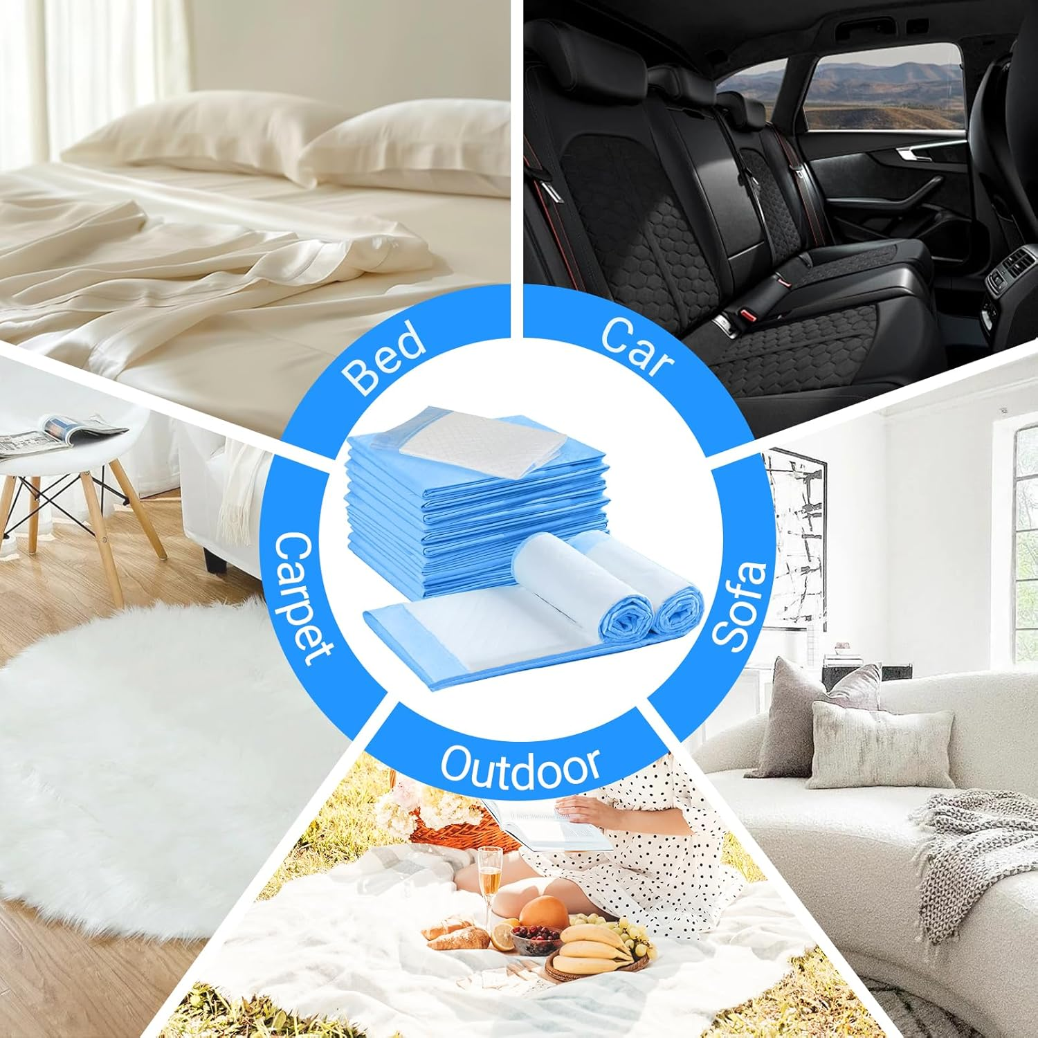 100 Pack Disposable Changing Pads for Baby - Waterproof Portable Diaper Changing Pad - Newborn Pads Soft Breathable Waterproof Leak Proof Quick Absorb Drying Protector Mat - 17 X 13 Inches image number 5