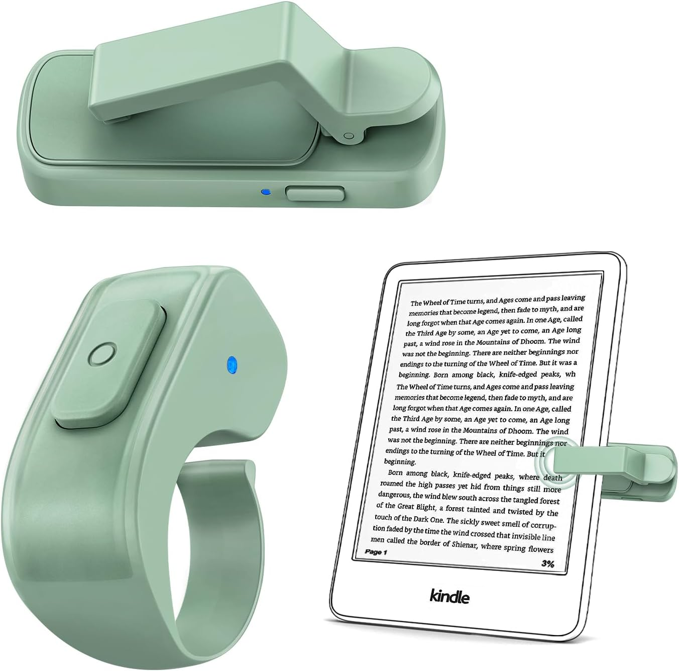 [Case-Friendly] Remote Control Page Turner Ring for Kindle Paperwhite Oasis Scribe Kobo Ereaders, Camera Camcorder Remote Controls, Page Turner Clicker for Iphone Ipad Tablets with Storage Bag