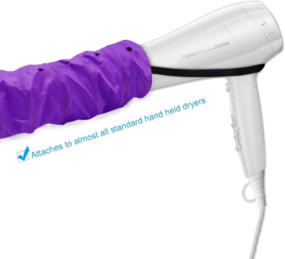 Bonnet Hood Hair Dryer Attachment - Adjustable Extra Large Bonnet Hair Dryer for Hand Held Hair Dryer with Stretchable Grip and Extended Hose Length (Purple) image number 2