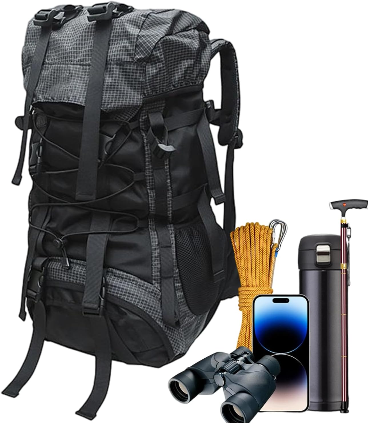 Hiking Backpack - Outdoor Backpack,60L Hydration Waterproof Gear for Travel School Racing Cycling Survival Camping Runners Women Men image number 4